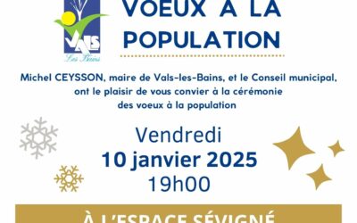 Cérémonie des voeux à la population – vendredi 10 janvier à 19h